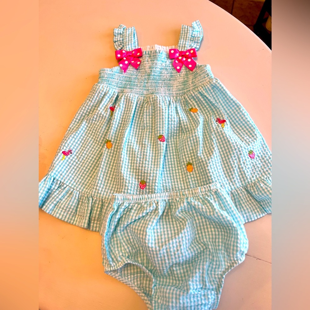 Flamingos dress with bloomers size 24M